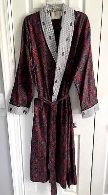 VTG Number 1 London Black Multi Paisley Print Belted Robe Size M L XL Cotton • $29.99