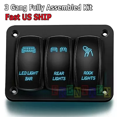 3 Gang Toggle Rocker Switch Panel Blue LED Light For Car Marine Boat Waterproof • $16.95