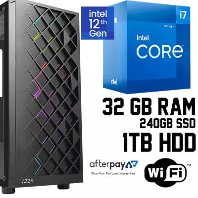 $1145 • Buy Desktop PC Computer Tower Intel 12th Gen I7 12700  32GB RAM 1TB HDD Gaming PC