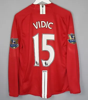 Manchester United 2007/2008/2009 Home Football Shirt Long Sleeve #15 Vidic • $202.49