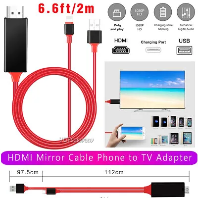 HDMI Mirroring Cable Phone To TV AV Adapter 1080P For IPhone 13/13 Pro Max /Mini • $11.99