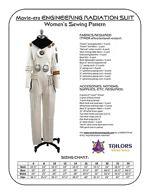 $35 • Buy Women's Movie-era Engineering Radiation Suit Sewing Pattern