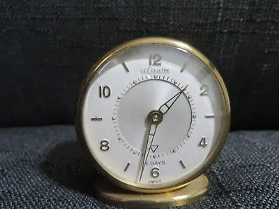 Vintage Lecoultre Travel Alarm Clock 8 Day Swiss Movement #f47500 Working • $195.99