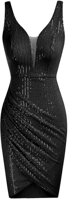 $84.60 • Buy GRACE KARIN Women Deep V Neck Party Mini Dress U Back Sequin Irregular Hem Eveni