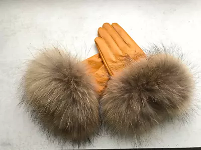 Real Sheepskin Fur Gloves Women's Leather Glove Warm Style Fluffy Fur Oversized • $73.50