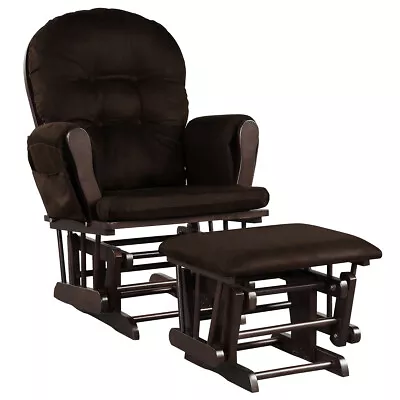 Baby Nursery Relax Rocker Rocking Chair Glider & Ottoman Set W/ Cushion Brown • $209.99