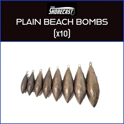 SHORECAST PLAIN BEACH BOMBS - ALL SIZES (x10) - NEW - SEA FISHING WEIGHTS • £10.50