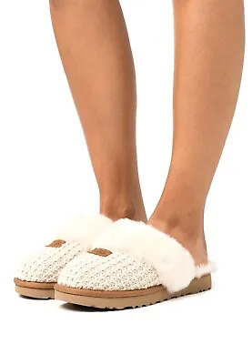 New Women's Shoes UGG Brand 1117659 Cream Cozy Soft Knit Comfy Slippers • $165.75