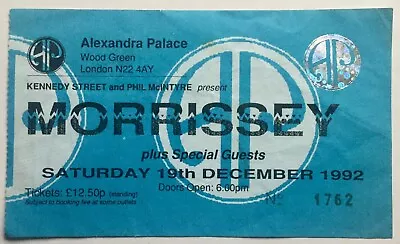 Smiths Morrissey Original Concert Ticket Alexandra Palace London 19th Dec 1992 • $18.67