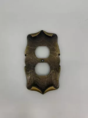 Vtg MCM Amerock Carriage House Brass Double Power Outlet Cover Plate W/ Screw • $6