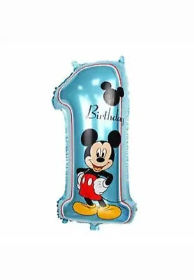 1st Birthday Mickey Mouse Balloon Blue • £1.89