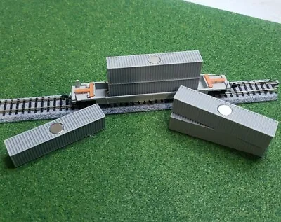 1/160 N Scale 5 Pack 40ft Shipping GRAY Containers W MAGNETS EZ STACK FEEE SHIP • $16