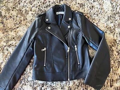 H&M Girls Faux Leather Jacket SIZE US 10 CAN 9-10A Black Biker Moto • $22