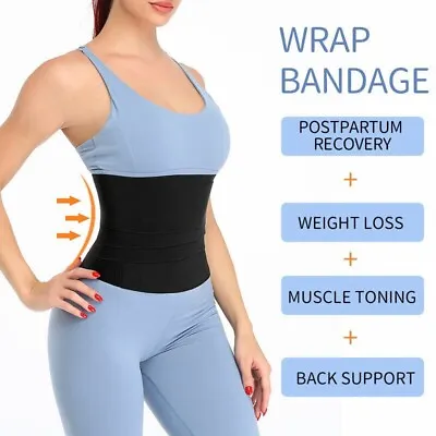 Bandage Waist Trainer Tummy Wrap Sweat Wraps Belt Body Shaper 5M • £7.49
