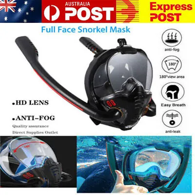 Kids Full Face Snorkel Goggles Diving Mask Snorkel Swim 180° Anti Fog Snorkeling • $20.24