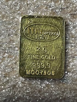 Italpreziosi Italy 2 Gram  .9999 Fine Gold Bar- Serial # M007906 • $216.45