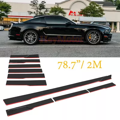 78.7  Side Skirts Extension Rocker Panel Splitter Red Line For FORD MUSTANG 2015 • $49.99