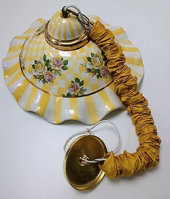Rare Vintage Mackenzie Childs Ceramic Pendant Light Honeymoon Dandelion Yellow • $550