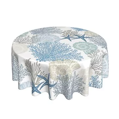 60 Inch Round Summer Beach Theme Tablecloth Decorative Table Cover For Dining • $28.95