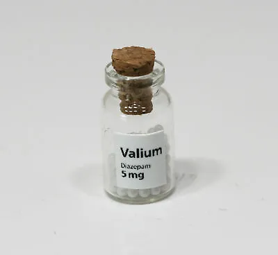 Dollhouse Miniature 1:12 Scale Glass Bottle Of Faux Valium Pills • $4.99