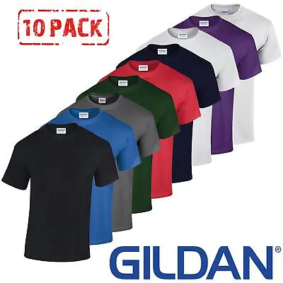 10 PACK Gildan Mens T-Shirt Heavy Cotton Plain Short Sleeve Tee Top Multi Colors • £30.50