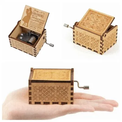 Wooden Hand Crank Music Box You Are My Sunshine Engraved Gift To My Girlfriend • £6.68