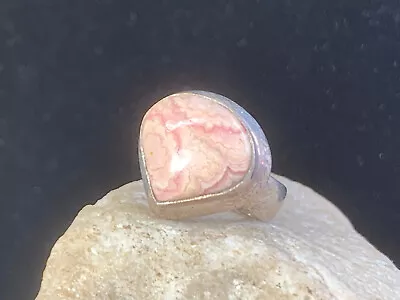 Sterling Silver Ring Sz 5.75 Jewelry 10.54g Pink Marbled Stone Triangle Bezel  • $34.95