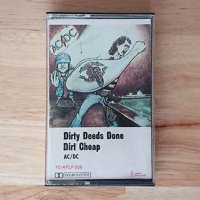 AC/DC - Dirty Deeds Done Dirt Cheap Cassette TC-APLP-020 (Blue Printed Text) • $79.99