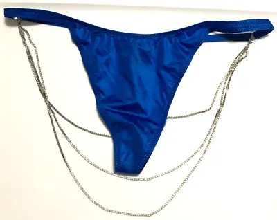 Victorias Secret Very Sexy Blue Thong Panties Size M Triple Chain Back Accents • $40