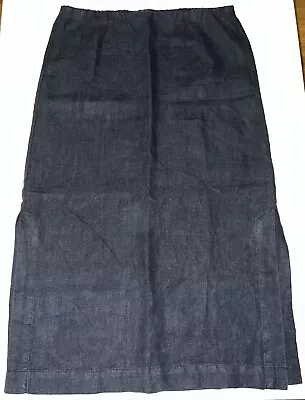 Pure Jill By J. Jill Black Full Length 100% Linen Maxi Skirt Size Small Slits • $24.49