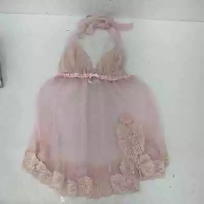 Fredderick's Of Hollywood Pink Sheer Floral Slip Dress - Size M (Women) • £33.76