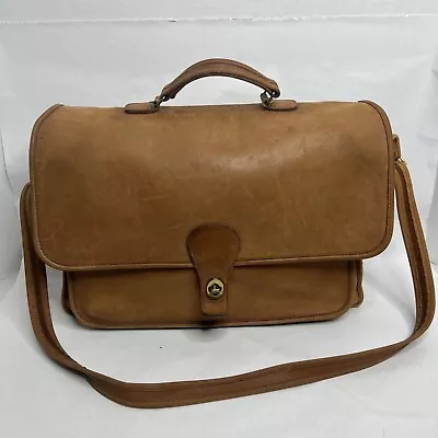 COACH Vintage Tan Metropolitan Leather Briefcase Messenger Bag USA 0779-208 • $125