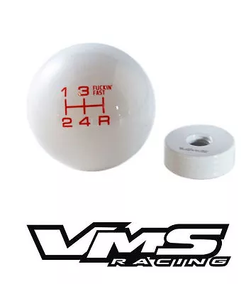 Vms White Red Fing Fast Shift Knob 5 Speed Short Throw Shifter Lever M10x1.25 • $24.95