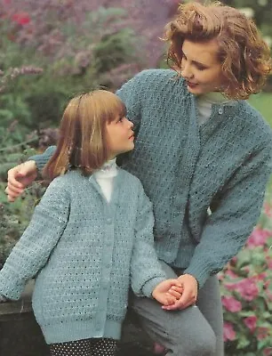  Easy Knit Girls & Ladies Cardigans Knitting Pattern 4ply DK Aran Chunky1233  • £2.09