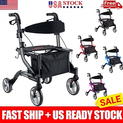 Rollator Walker With Seat For Seniors 8  Wheels Walker Lightweight Adjustable • $80.99