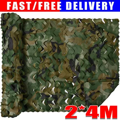 Camouflage Net Camo Netting Camping Shooting Hunting Army Hide Woodland Cover • £12.89