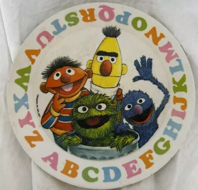 Vintage 1977 Sesame Street Plastic Kids Plate 8  ABC Bert Ernie Oscar Children • $10