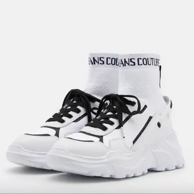 Versace Jeans White High Top Sock Sneaker Size US 8 • $331.16