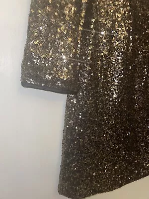 RRP £89! BNWT Marks & Spencer Gold Body On Sequin Mini Dress UK 12 Metallic • £24