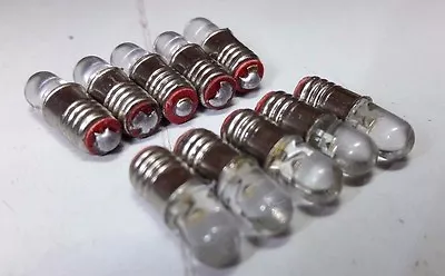 10x 12V E5 LES Lilliput LED Green Miniature Screw 00 OO HO Scale Signal Bulbs • £7.89