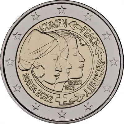 Malta - 2 Euro Commemorative 2022 Peace And Security Of Women UNC FREE SHIPPING • $94.95