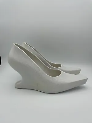 Melissa X Karim Rashid High Wedge Womens White Size 7 Modern Futuristic Sculpted • $84.99
