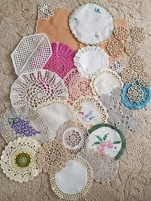 Job Lot Of 22 Vintage Doilies/Mats.Crocheting.Embroidery.Lace. • £9.50