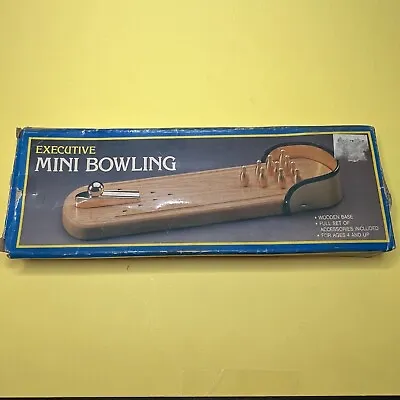 Vintage Executive Mini Bowling Game Table Top Wood And Brass Original Box • $15