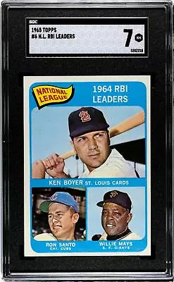 1965 Topps NL Rbi Leaders #6 WILLIE MAYS RON SANTO BOYER SGC 7 • $90