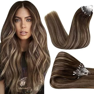 Micro Link Hair Extensions Real Human Hair Micro 18 Inch (Pack Of 1) #4/18/4 • $76.54