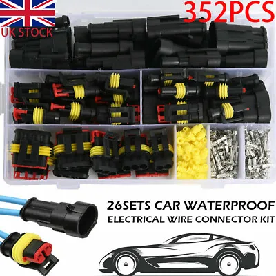 352 Pcs Car Automotive Waterproof Electrical Wire Connector Plug 1-6 Pin Kit UK • £10.49