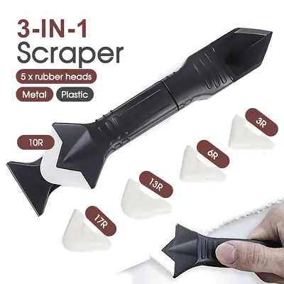 $11.49 • Buy Silicone Caulking 3 In 1 Tool Removal Residue Scraper Kit Sealant Replace Set HG