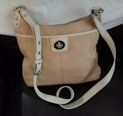 $115 • Buy Authentic COACH Penelope Shoulder Bag #19265 Putty/White Pebbled Leather