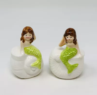 Vintage Mermaid Salt And Pepper Shakers Made In Japan Mermaid Sitting On Shell • $29.95